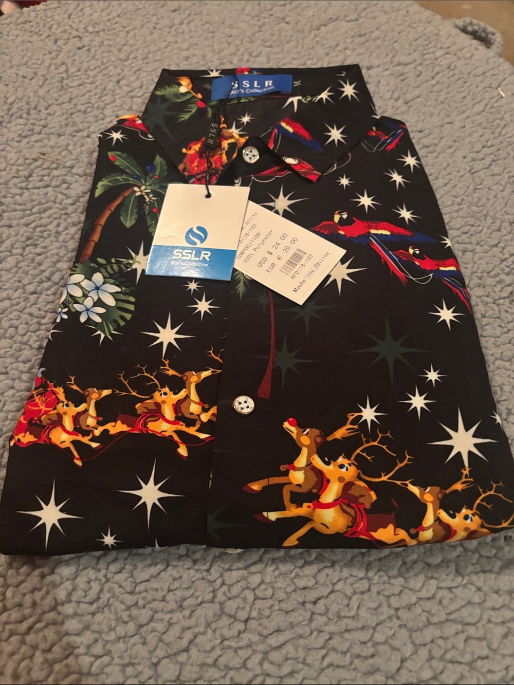 NWT SSLR Kids Holiday Car & Reindeer Print shirt